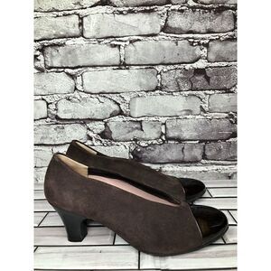 Beautifeel Brown Suede Leather Patent Cap Toe Pump Dress Heels Women Sz 38EU/7.5